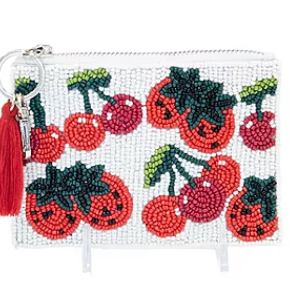 🍓🍒SOL AND MER CHERRY & STRAWBERRY BEADED COIN PURSE🍒🍓NWT